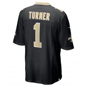 New Orleans Saints Tröjor Payton Turner 1 Nike Svart 2021 NFL Draft - Herr